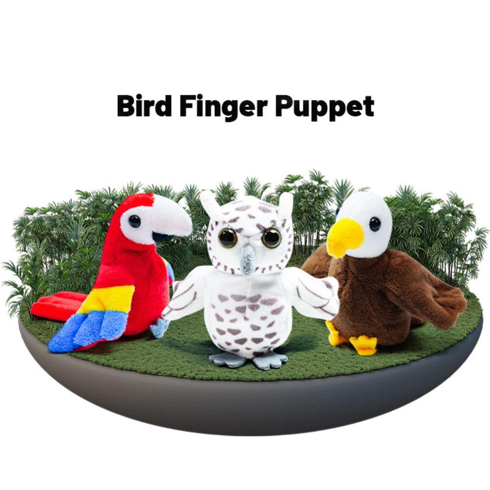 Plush Doll Bird Finger Puppet Stuffed Animal Animal Hand Puppet Parrot Finger Doll Interactive Toy