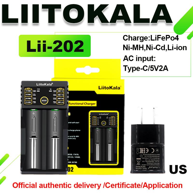 LiitoKala Lii-202 Зарядное устройство для аккумуляторов 18650 1.2V/3.7V/3.2V/3.85V 21700 20700 2665014500 16340 NiMH li-ion батарей Умное зарядное устройство