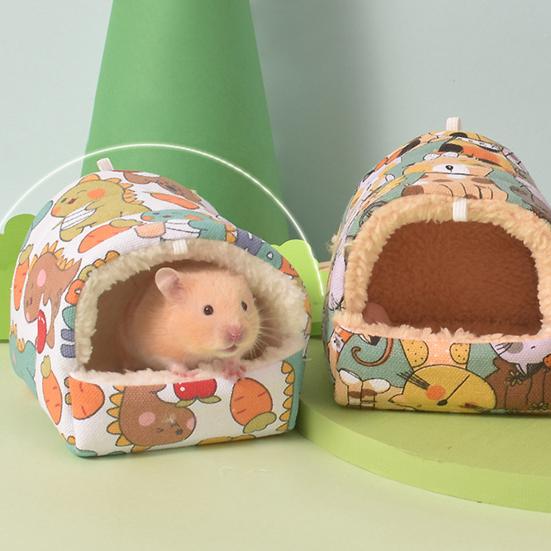 Гнездо для хомяка Теплый милый мультяшный узор Домик для морской свинки Уютное убежище для хомяка