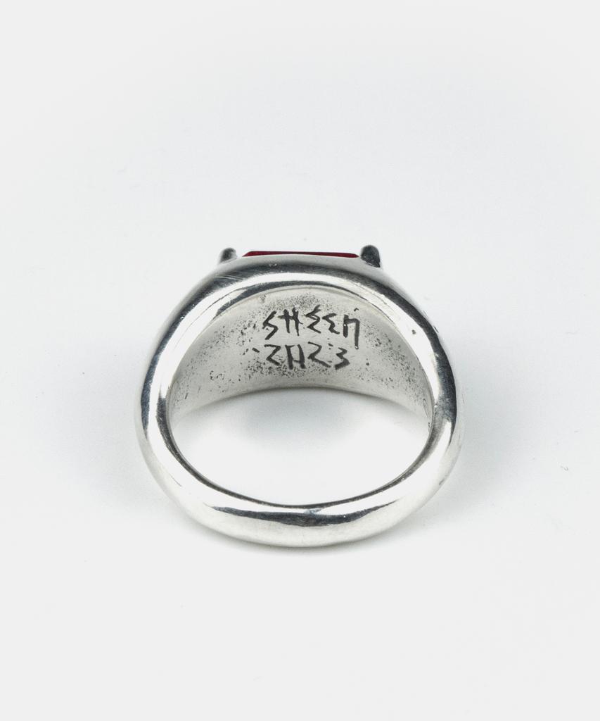 Sheen666 Soft Block Silver Ring Red (Type A)
