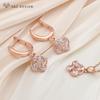 Модные элегантные висячие серьги с натуральными каплями воды и цирконием, комплекты ювелирных изделий цвета розового золота для женщин, индивидуальное ожерелье с подвеской для вечеринки