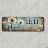 Vintage Stainless Steel "11:11 Make a Wish" Decorative Sign with Dandelion Pattern Versatile Wall Hanging for Home, Porch Garage