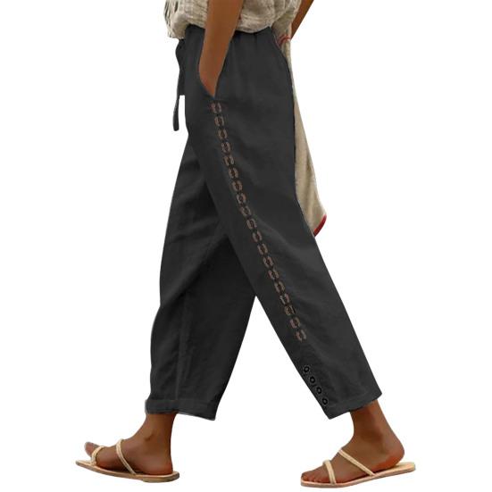 Женские повседневные брюки, легкие, дышащие, универсальные брюки с регулируемой резинкой на талии, удобные карманы, повседневная одежда