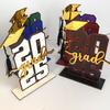 Class of 2025 Graduation Table Sign High School College Graduates Bachelor Hat Wooden Sign with Base Home Graduation Ceremony Party Decoration