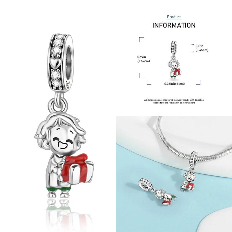 Рождественские Шармы Медь Лось Санта Клаус Бусина Снежинка Колокольчик Снеговик Шарм Подходит для Оригинального Браслета DIY Ювелирные Изделия
