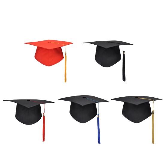 Graduation Cap with Tassel Bachelors Hat with Adjustable Size Elastic Band Graduation