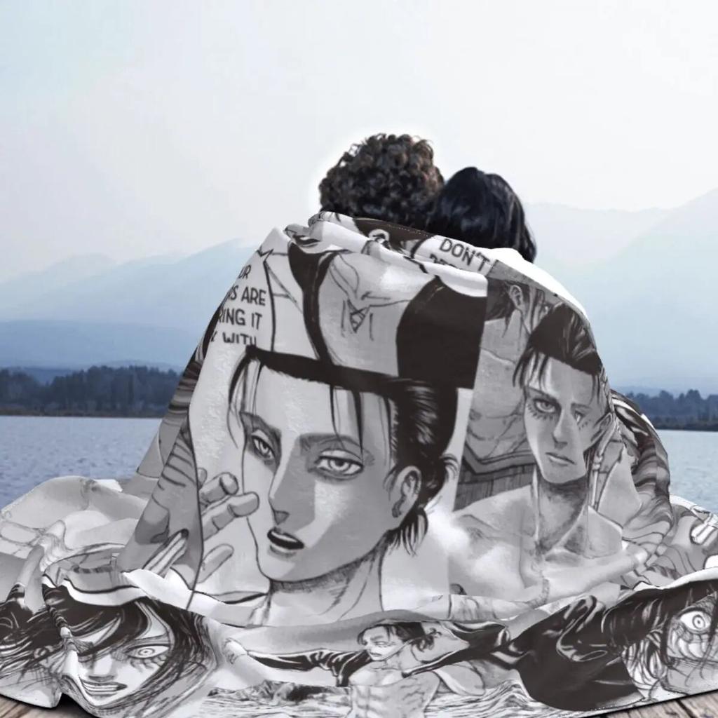 Eren Yeager Attack On Titan Blankets Flannel All Season Shingeki No Kyojin Anime Soft Throw Blankets for Home Car Bedspreads