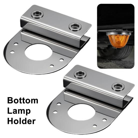 2Pcs Bottom Light Bracket for Watermelon Lamp Stainless Steel Clamp-On Mount No Drilling Required Anti-corrosion Lamp Mount for Semi-Trucks Lighting
