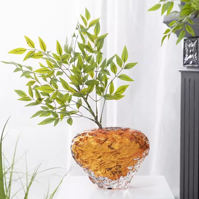 Толстое Цветное Стеклянное Ваза Ваза для Цветов Оранжевая Цветочная Композиция Аксессуары Гидропоника Террариум Аксессуары для Домашнего Декора