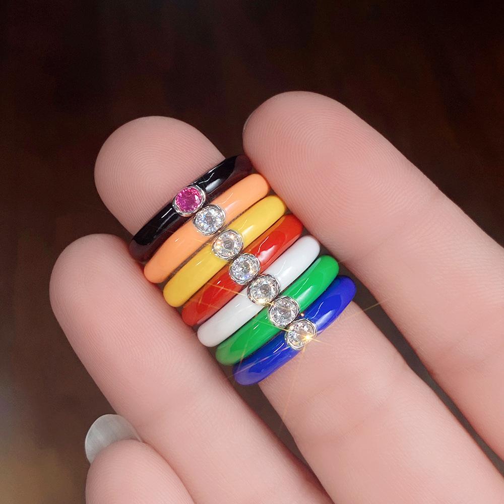 Кольцо-дорожка из стерлингового серебра 925 пробы с разноцветными радужными цирконами, штабелируемое, для женщин, свадебное, для помолвки, ювелирный подарок