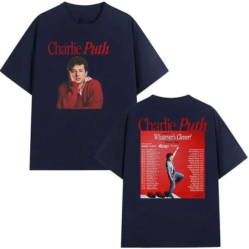 Vintage High Quality T-shirt Charlie Puth Whatevers Clever World Tour 2026 Merch T Shirt Unisex Hip Hop Oversized Cotton T-shirt