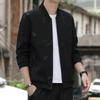 Весна и осень новый корейский стиль куртка мужская стойка воротник повседневная куртка зеленый мужской папа модный свободный топ