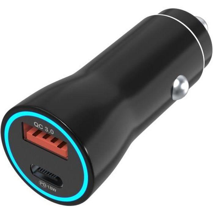 Allume cigare pour iPhone 15 - 15 PLUS - 15 PRO - 15 PRO MAX - Chargeur Voiture Rapide port USB USBC Phonillico®