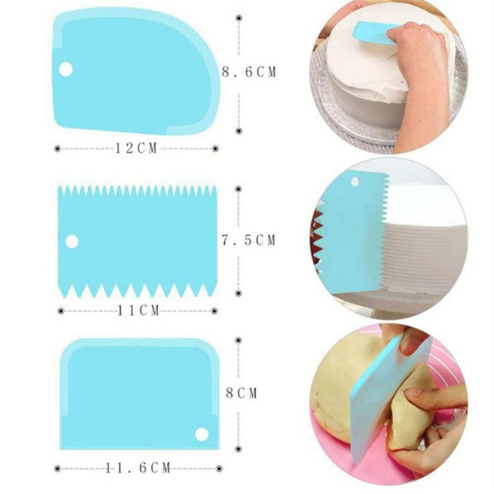 3PCS/Lot Dough Cake Cutter Slicer Spatula for Cake Cream Scraper Pasty Cutters Scraper Irregular Teeth Edge DIY Smoother