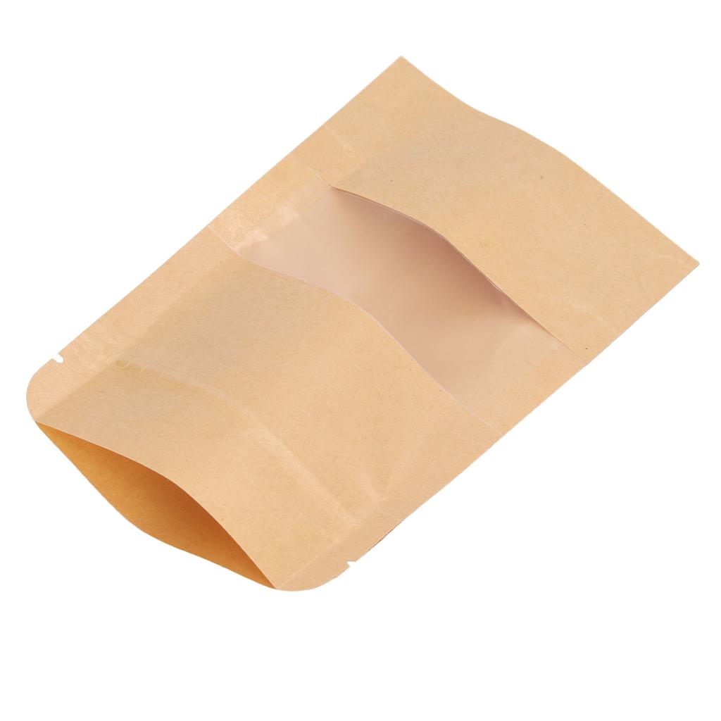 200 шт. Пакет дой-пак из крафт-бумаги с зип-застежкой и окошком, многоразовый, 9x14 см, для еды, кофе