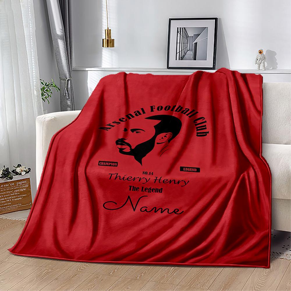 Arsenal Football Club Crest Customize Text Blanket Cozy Personalized Blanket Soft Warm Cozy Perfect for Office Picnics Nap Bedding for All Occasions