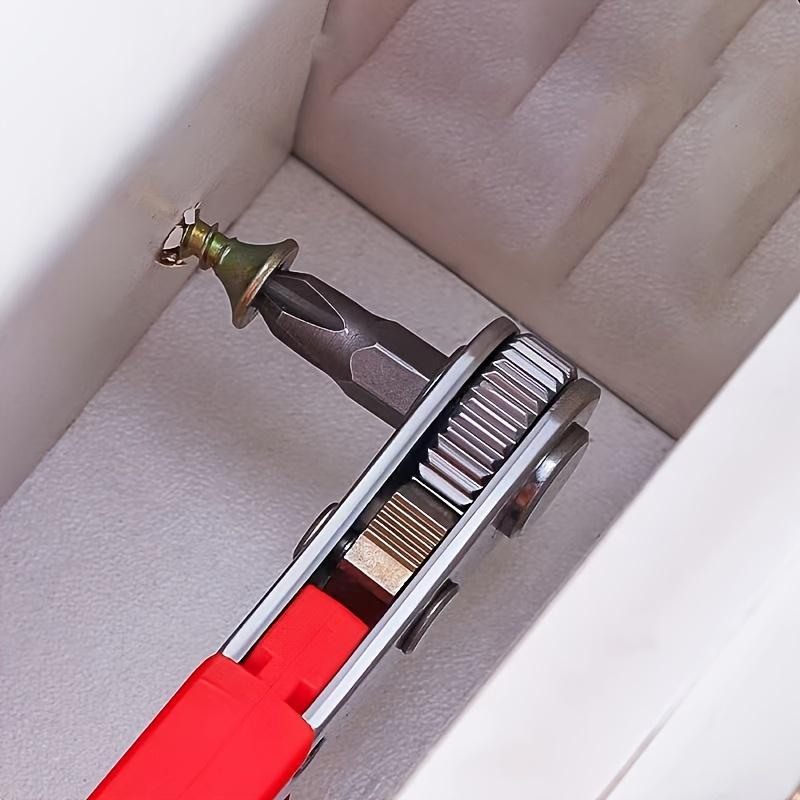 Multifunctional Bidirectional Ratchet Screwdriver Right Angle Magnetic Wrench Cross Shaped Short Screw Orange Tool