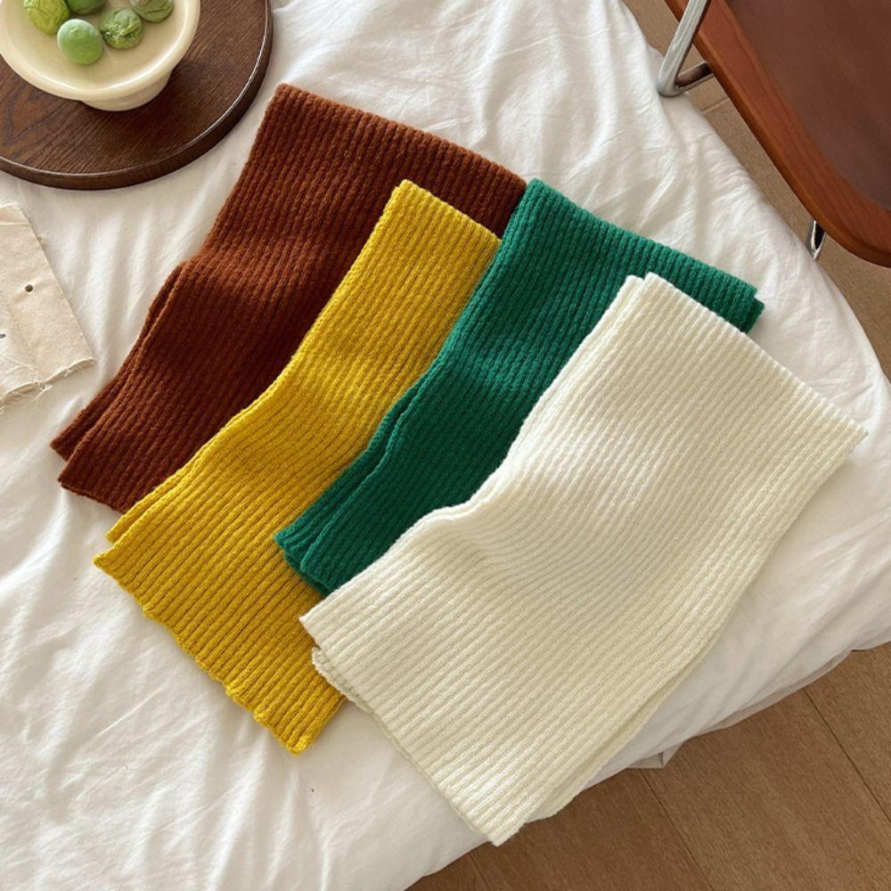 Keep Warm Solid Color Scarf Long Wool Shawl Retro Knitted Scarves Autumn Winter