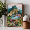 Цветной постер Горы Озеро Цветы Пейзаж Природа Путешествия Декор Постер Качество HD Настенное искусство Ретро постеры для декора дома комнаты