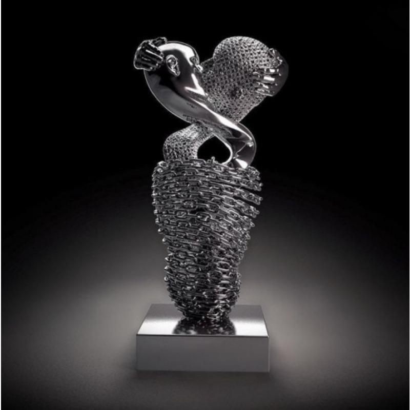 Золотая металлическая фигура статуя обнимает художественный постер, украшение дома, высокое разрешение, покраска распылением, безрамная основа для холста