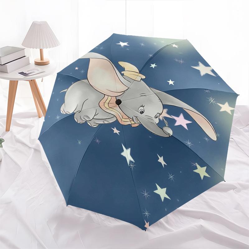 Elephant,Stars,Inspirational Theme Automatic Compact Folding Cute Umbrella - Portable and Durable, 8-Bone Iron Umbrella for All Weather07070