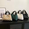 Women Quilted Hobo Handbag Large Capacity Padded Bag Soft Solid Color Portable Cotton for Shopper Travel