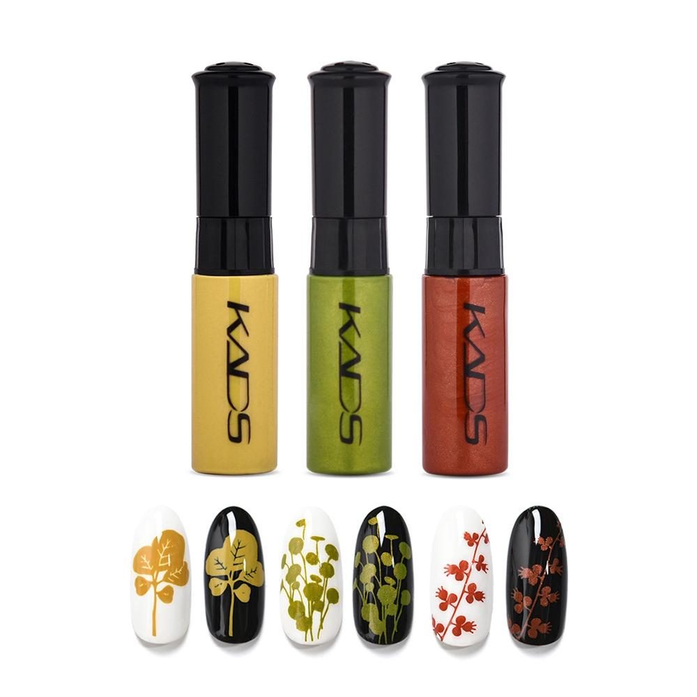 kads 3 шт./компл. лак для стемпинга ногтей, цветной белый, золотой, черный, серебряный лак для печати, лак для дизайна ногтей, ручка для маникюра, лак