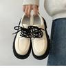 White Retro French Lace-up Small Leather Shoes Women's Autumn and Winter 2025 New Platform British Style Versatile Mary Jane Single Shoes