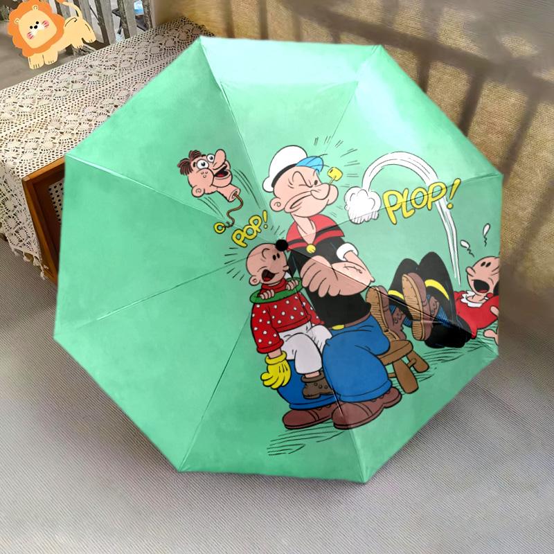 Узор Popeye, автоматический складной зонт, портативная и складная конструкция, 8 спиц, рождественский или день рождения подарок.