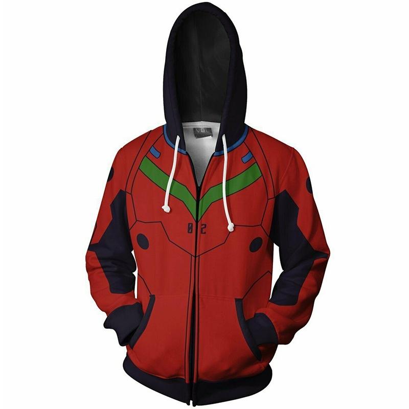 Косплей костюм Лэнгли Аски Евангелион Сорью Аниме Толстовка на молнии Свитшот