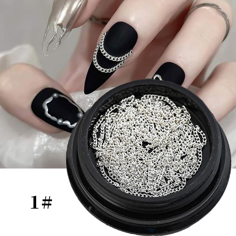 Gold/Silver Metal Chain Nail Art Rhinestones 100CM Alloy Studs Nail Art Decorations Chains DIY Design Manicure Jewelry Charms Y@