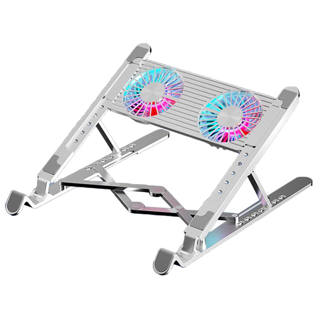 Aluminum Laptop Cooling Pad LED Gaming Laptop Coolers Quiet Cooling Fan Folding Bracket for Laptop Height Stand