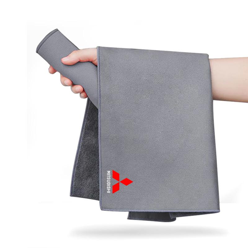 Car Wash Microfiber Towel Auto Emblem Cleaning Drying Rag Cloth Auot for Mitsubishi Outlander ASX Lancer Pajero Center Hub Cap