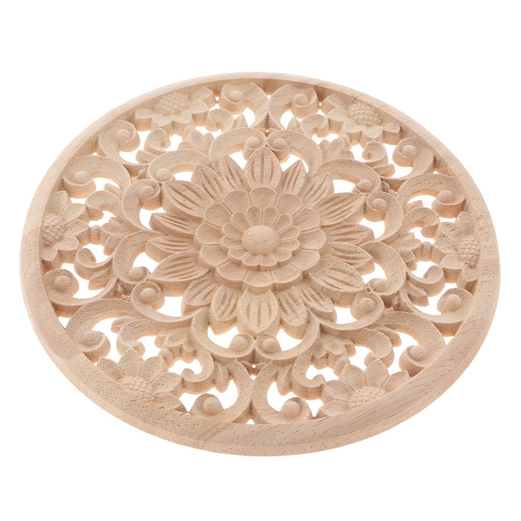 1 шт. Натуральный цветочный резной из дерева цветок круглый деревянный угловой аппликации поделки рама стена дверь мебель шкаф декоративная фигурка