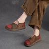 Retro Mixed Colors Soft Soled Flats Genuine Leather Comfortable Round Toe Women's Slip-on Shoes