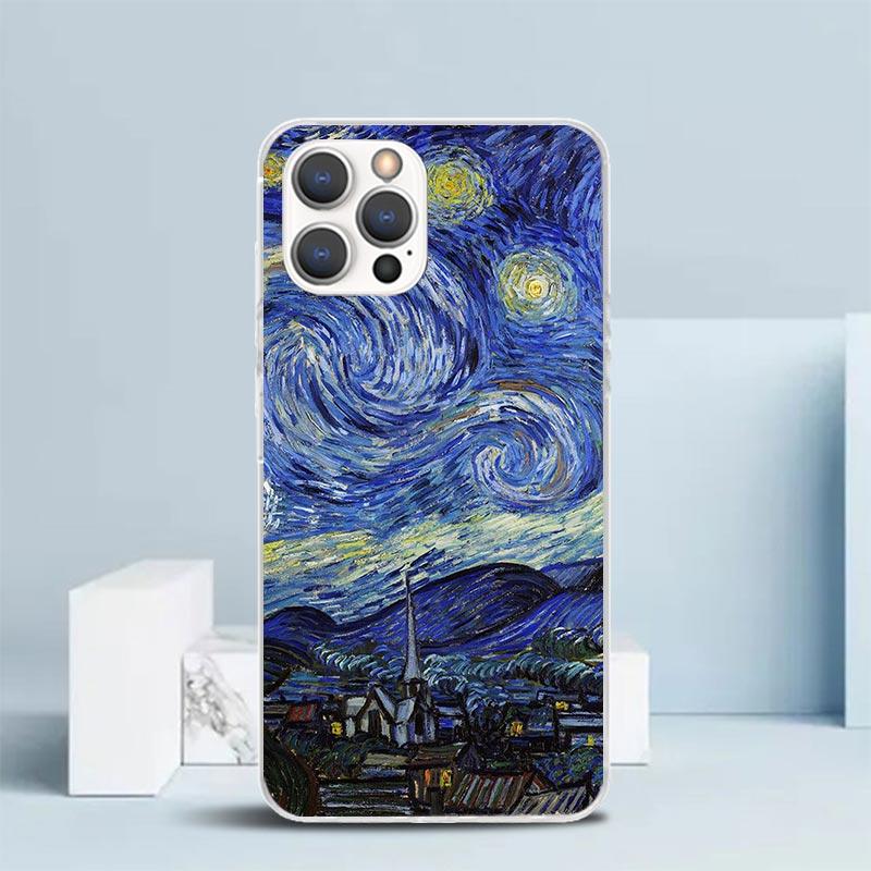 Чехол для телефона с картиной Ван Гога в стиле масляной живописи Для IPhone 16 17 Air 16E 15 14 Plus 13 Mini 12 11 Pro Max 7 8 + SE 2020 Мягкая задняя крышка из ТПУ