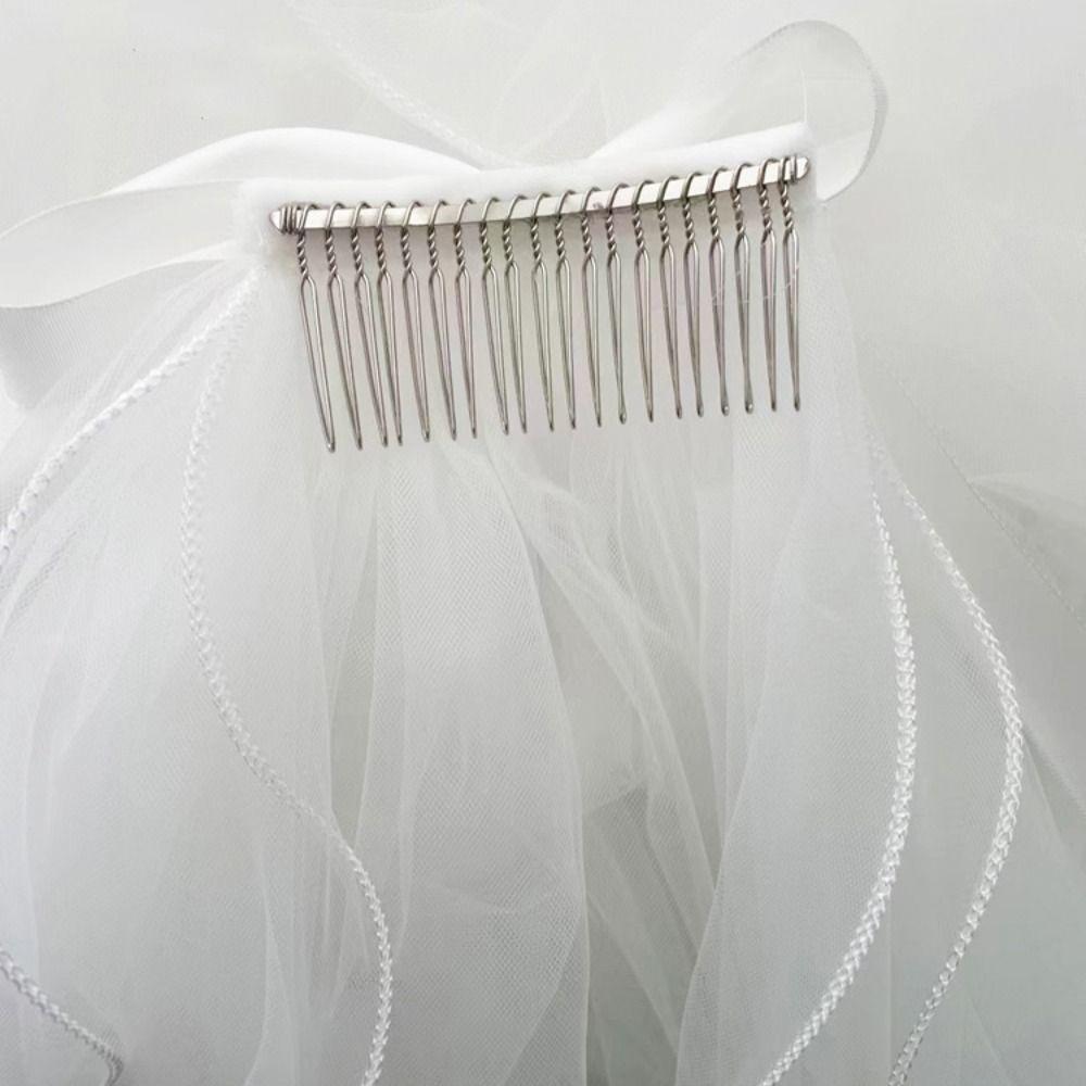 Зажим Милый Простой Тюль Двухслойная Фата Голова Невесты Газовая Свадебная Газовая Невеста Аксессуары