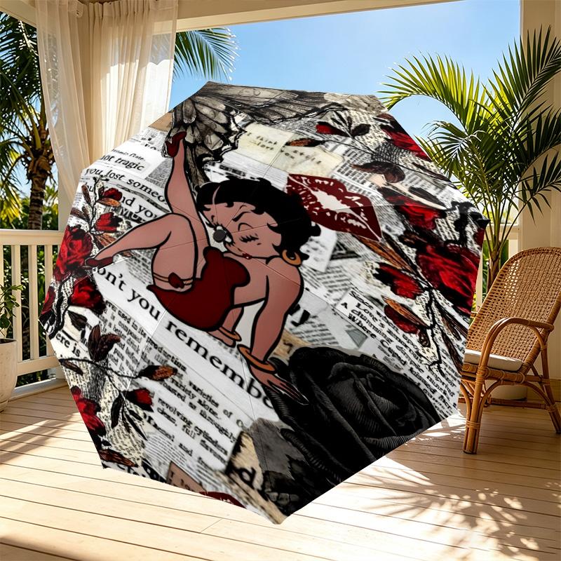 Sexy Doll Print Automatic Open Close Umbrella, Portable Foldable Umbrella, for Outdoor Commute Camping Trip, Ideal Birthday Gift
