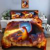 10 Sizes Pokémon Charizard Print Bedding Set 3 Pieces Setting Bed King Size Pillowcase Adult Bed Cover Bedroom Bed Set for Gifts