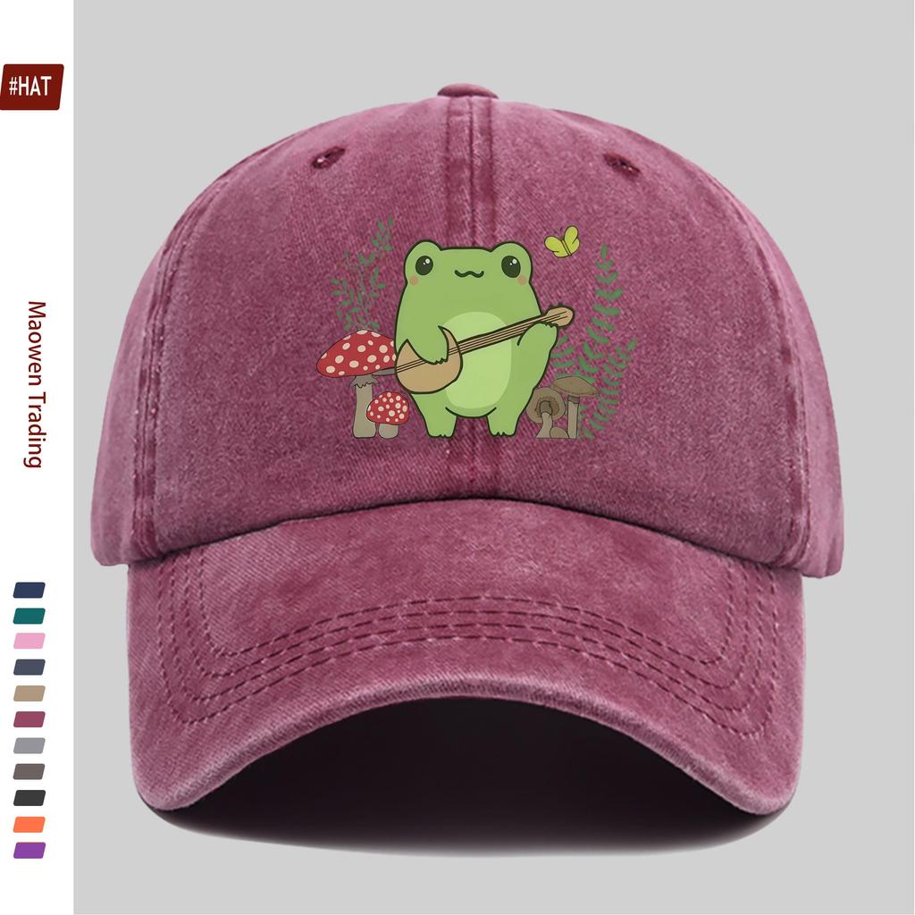 pc Cute Frog Print Baseball Cap Easy Decor Hat for Home Leisure MultiColor Optional Comfortable And Lightweight Adjustable