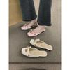 Half Slippers 2025 New Flat-bottomed Bag Head Slippers Fairy Style Single Shoes Wearing Sandals Pink Women's Shoes