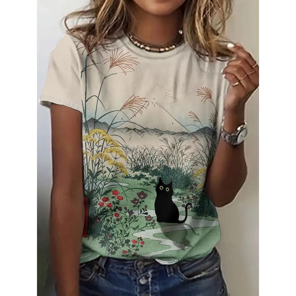Футболки с принтом Повседневные уличные топы Camisetas Женская одежда Лето 2025 г. Футболка с коротким рукавом для женщин Ropa De Mujer Ofertas Chic Cheap
