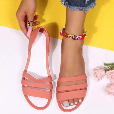 Обувь женская 2025 года, горячая распродажа, женские сандалии с закрытым каблуком, повседневные сандалии для улицы, женские туфли с круглым носком и низким каблуком, открытые носки для женщин