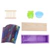 Набор силиконовых форм для мыла ручной работы с деревянной коробкой, подставкой для мыла, оберточной бумагой, принадлежностями для выпечки, фиолетовый