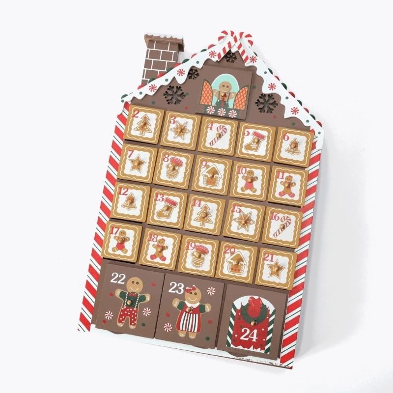 Wooden House Christmas Calendar With 24 Numbered Drawers For Storage Candy Chocolate Jewelry Gifts Holiday Decoration
