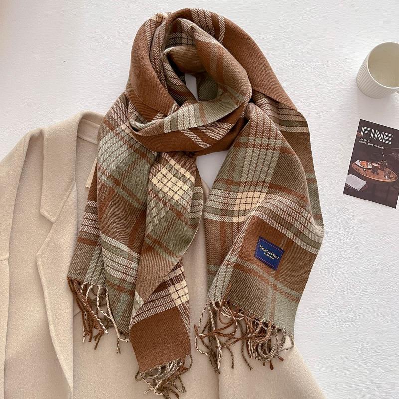 Осень и зима новый универсальный шарф женский утолщенный вязаный толстый бахромчатый теплый шарф имитация кашемира шаль