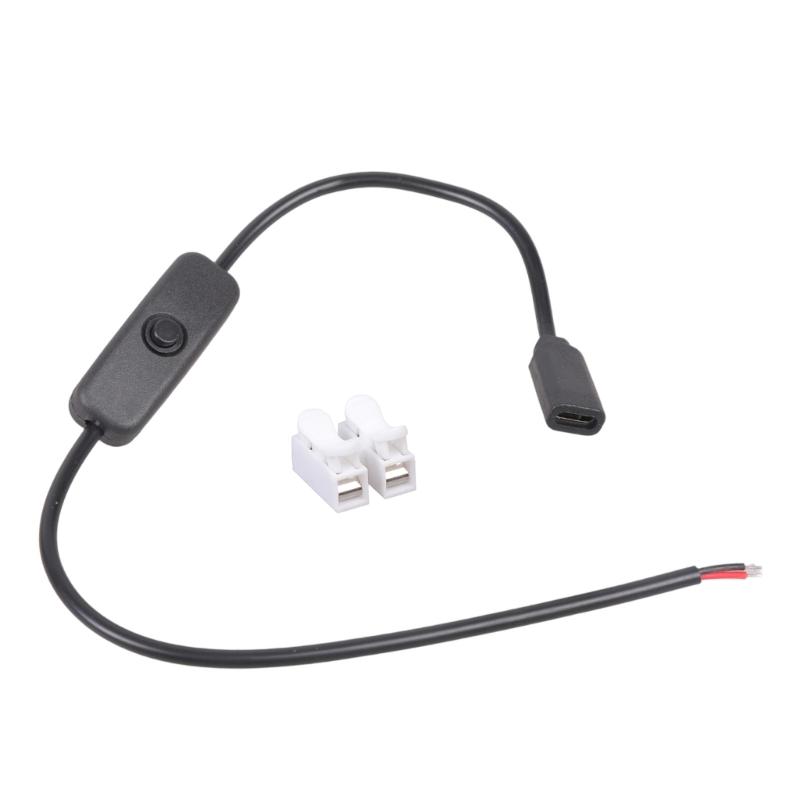 Кабель питания USB C на 2 контакта с оголенными проводами и разъемами с переключателем Вкл/Выкл. Простая установка для маломощных устройств. Выход 5V2A
