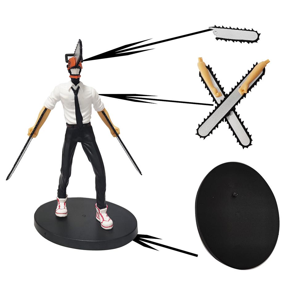 Hot Anime Chainsaw Man Figure 2Pcs Set Denji Action Figural 14-17Cm Car Decoration Doll Pvc Model Collection Toys Children Gifts