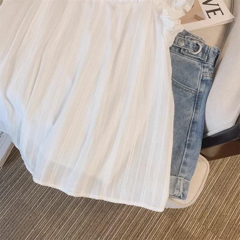 Женский белый шифоновый топ без рукавов Babydoll — легкий, свободный и облегающий, летний стиль