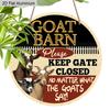 2D Flat Aluminum Vintage Metal Wreath Round Sign Funny Barn Signs Goat Barn Decor Sign Funny Ranch Decor Plaque Please Keep Gate Closed No Matter
